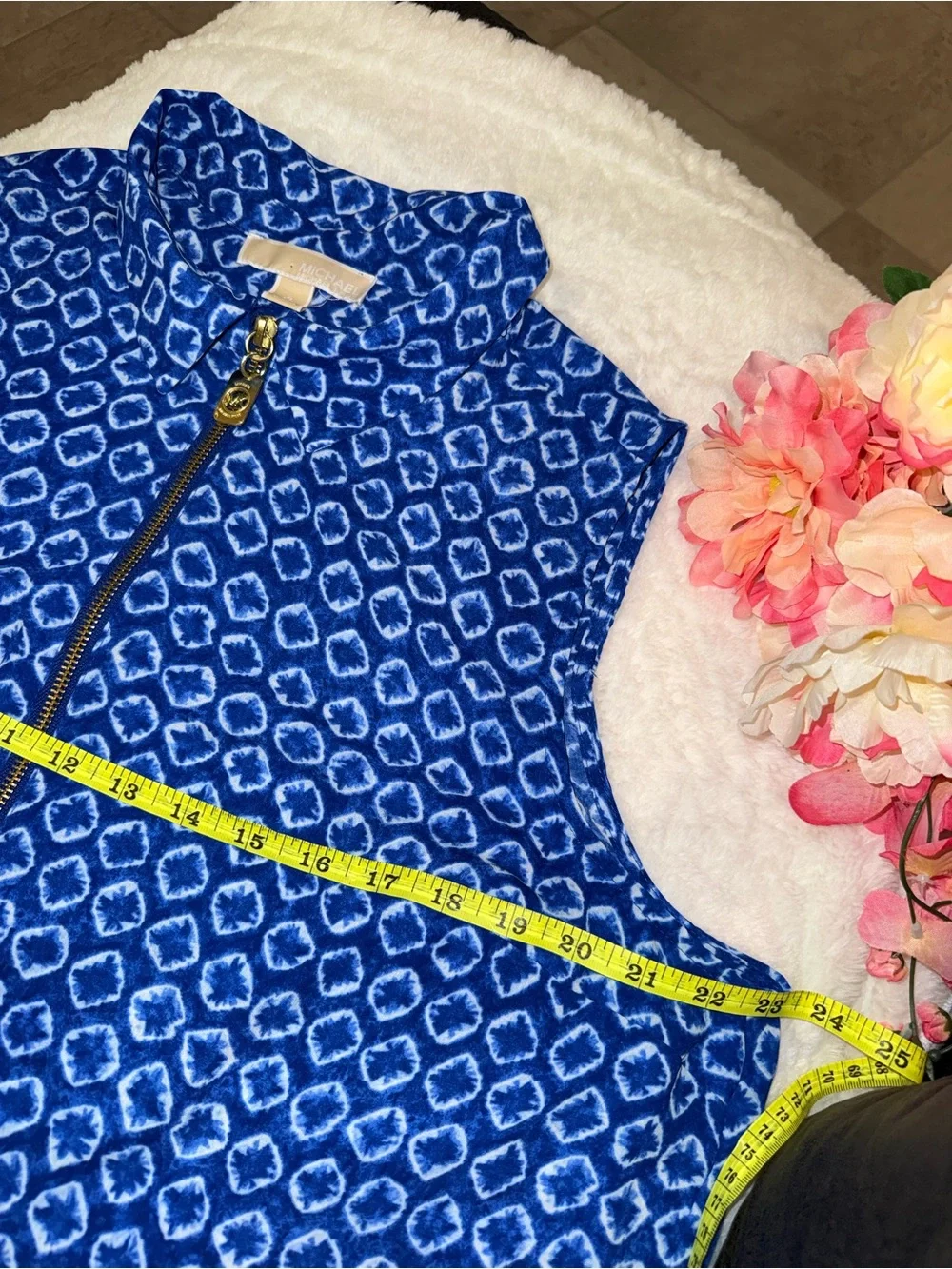3 x 20$ Michael Kors Royal Blue Printed Zip-Front Sleeveless Camisole Size XL